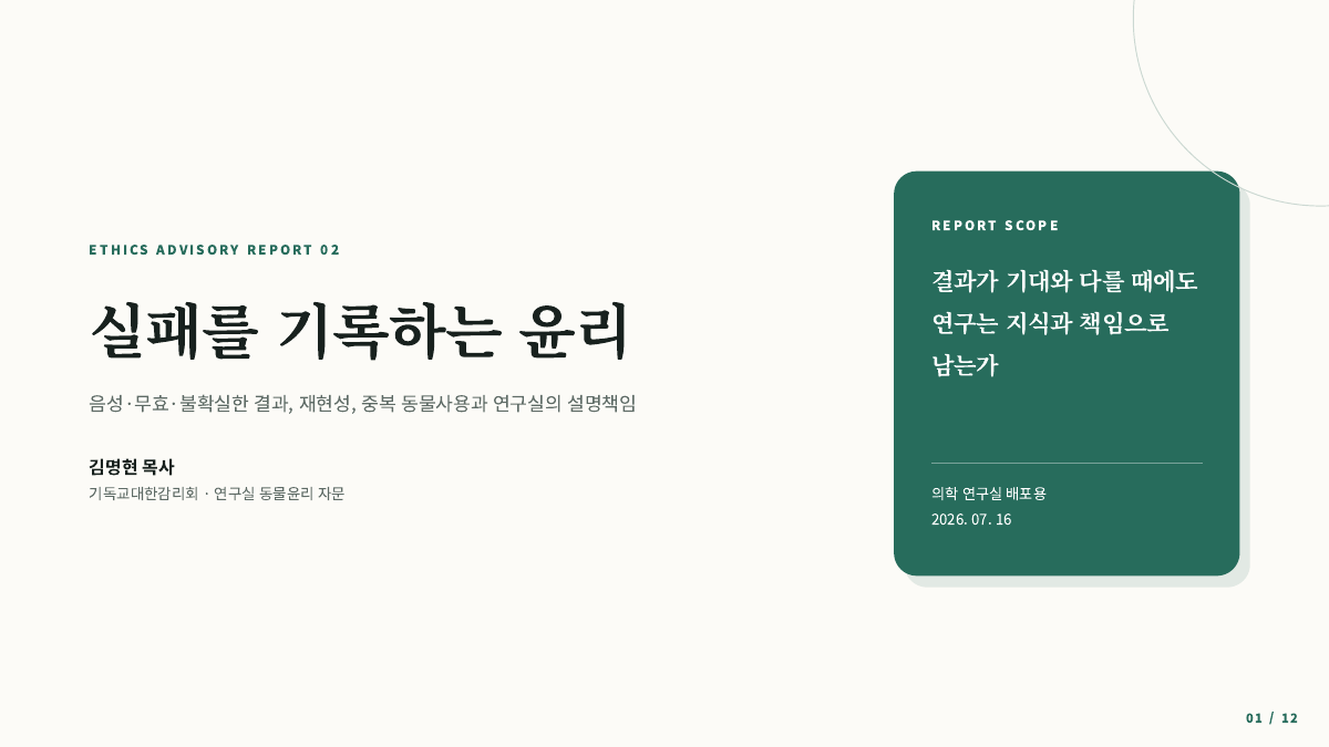 실패와 음성 결과의 기록 윤리를 다룬 리포트 표지
